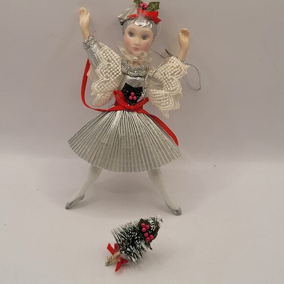 Vintage Kurt S. Adler Christmas Ornament Girl Dancer Silver 1987 - Picture 2 of 7